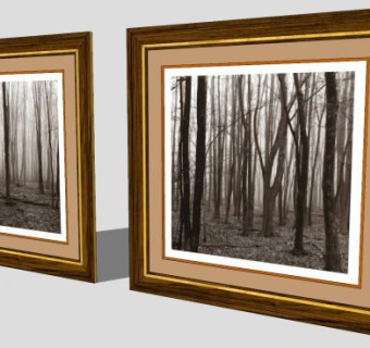 枯树风景框饰画SU模型下载_sketchup草图大师SKP模型