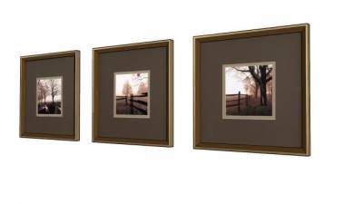 现代美式室内三联挂画SU模型下载_sketchup草图大师SKP模型