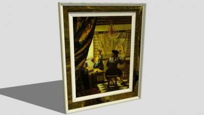 维米尔《画室》油画挂画SU模型下载_sketchup草图大师SKP模型