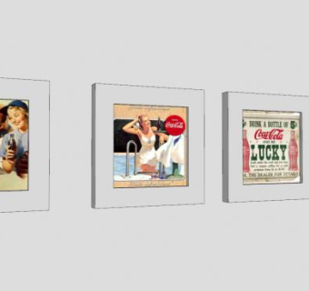 复古欧美风可乐代言挂画设计SU模型下载_sketchup草图大师SKP模型