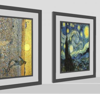 梵高印象派画作挂画系列SU模型下载_sketchup草图大师SKP模型
