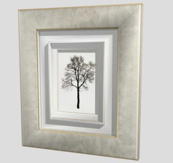 北欧风格简约树相框挂画SU模型下载_sketchup草图大师SKP模型