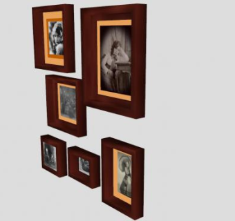 老式黑白摄影照片木框SU模型下载_sketchup草图大师SKP模型