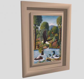 美式田园动物风景绘画挂画SU模型下载_sketchup草图大师SKP模型