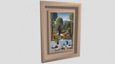 美式田园动物风景绘画挂画SU模型下载_sketchup草图大师SKP模型