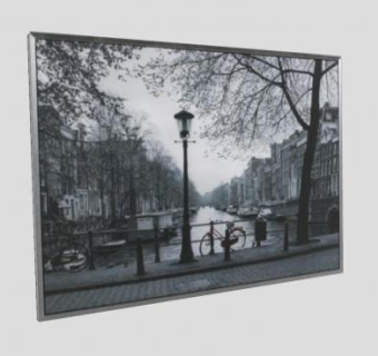 欧洲黑白街景摄影相框SU模型下载_sketchup草图大师SKP模型