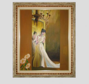 白礼服名媛油画挂画SU模型下载_sketchup草图大师SKP模型