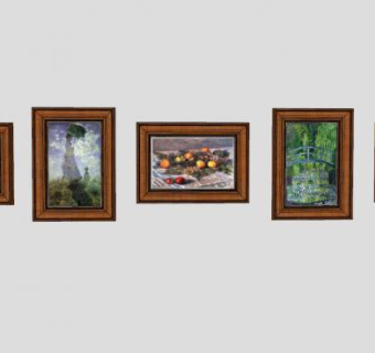 风景水果油画家居挂画SU模型下载_sketchup草图大师SKP模型