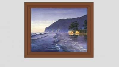 海景风景油画挂画SU模型下载_sketchup草图大师SKP模型