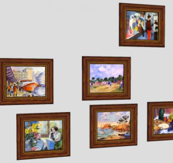 油漆和水彩画相框挂画SU模型下载_sketchup草图大师SKP模型