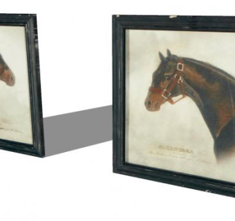 黑木框架战马挂画SU模型下载_sketchup草图大师SKP模型