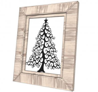 简约抽象树客厅挂画SU模型下载_sketchup草图大师SKP模型