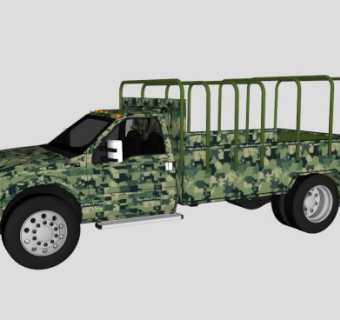 迷彩军色军车皮卡SU模型_su模型下载 草图大师模型_SKP模型