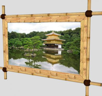 中式湖边水榭凉亭照片竹制相框SU模型下载_sketchup草图大师SKP模型