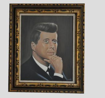 肯尼迪肖像画裱框油画SU模型下载_sketchup草图大师SKP模型