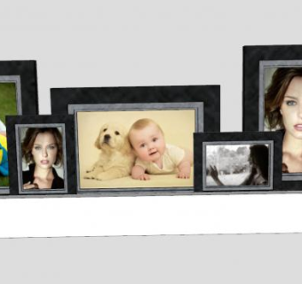 现代温馨时尚人物摄影照片相框SU模型下载_sketchup草图大师SKP模型