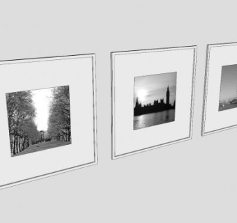 黑白色伦敦风景摄影相框SU模型下载_sketchup草图大师SKP模型