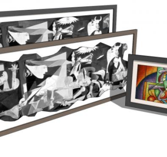 抽象派绘画裱框油画SU模型下载_sketchup草图大师SKP模型