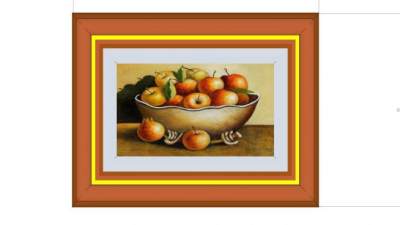 盆中的水果裱框油画SU模型下载_sketchup草图大师SKP模型