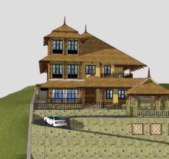 巴厘岛城市建筑SU模型下载_sketchup草图大师SKP模型