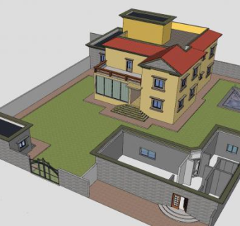 户外别墅现代房子SU模型下载_sketchup草图大师SKP模型