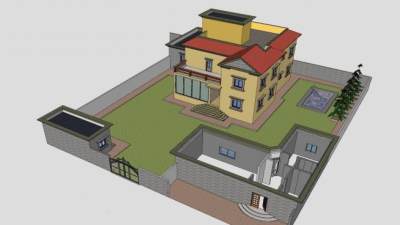 户外别墅现代房子SU模型下载_sketchup草图大师SKP模型