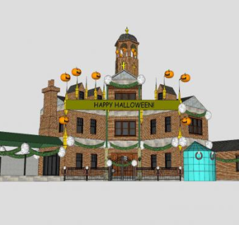 现代幽灵鬼屋建筑SU模型下载_sketchup草图大师SKP模型