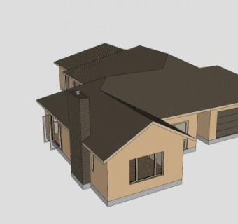 四居室建筑房子住宅SU模型下载_sketchup草图大师SKP模型