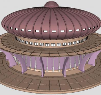 现代圆形建筑SU模型下载_sketchup草图大师SKP模型