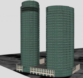 市区高层建筑SU模型下载_sketchup草图大师SKP模型