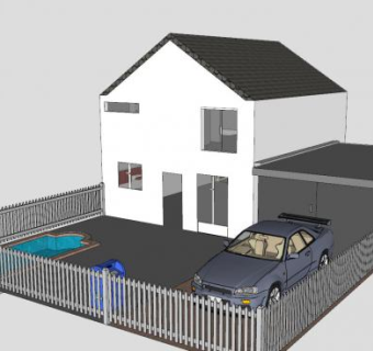 简约小房子建筑SU模型下载_sketchup草图大师SKP模型