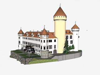 现代<em>城堡</em>房子建筑SU模型下载_sketchup草图大师SKP模型