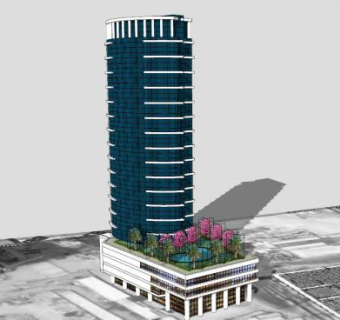 现代商务大厦建筑SU模型下载_sketchup草图大师SKP模型