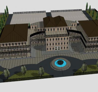 行政庄园绿色建筑SU模型下载_sketchup草图大师SKP模型