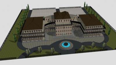 行政庄园绿色建筑SU模型下载_sketchup草图大师SKP模型