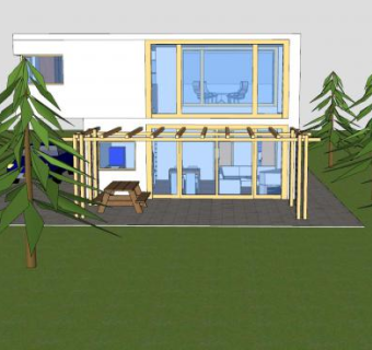 现代木屋小房子SU模型下载_sketchup草图大师SKP模型