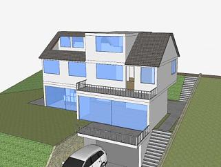 <em>豪宅</em>建筑现代住宅SU模型下载_sketchup草图大师SKP模型