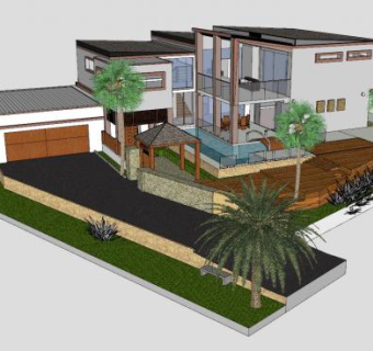 现代建筑大厦房子SU模型下载_sketchup草图大师SKP模型