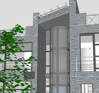 现代豪宅住宅建筑SU模型下载_sketchup草图大师SKP模型