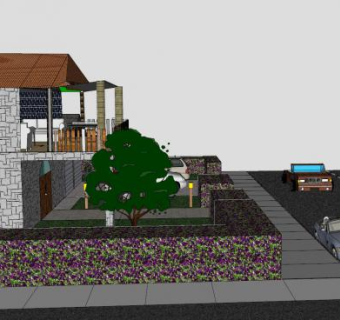 城镇小房子建筑SU模型下载_sketchup草图大师SKP模型