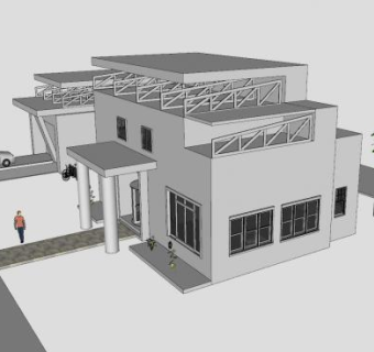 未粉刷大房子建筑SU模型下载_sketchup草图大师SKP模型