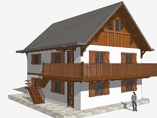 <em>瑞士</em>风格小房子SU模型下载_sketchup草图大师SKP模型