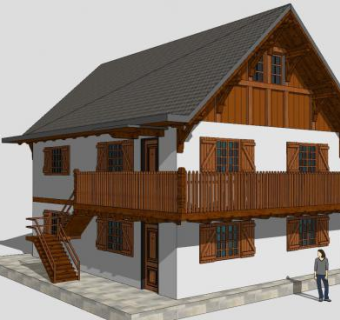 瑞士风格小房子SU模型下载_sketchup草图大师SKP模型