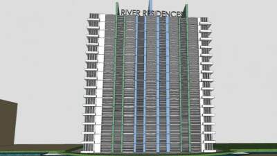 现代居住建筑住宅SU模型下载_sketchup草图大师SKP模型