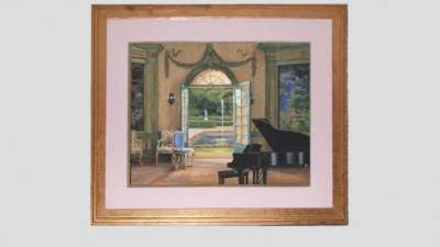 欧洲古典音乐室油画裱框挂画SU模型下载_sketchup草图大师SKP模型