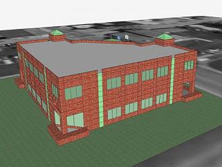 奥法伦伊利诺伊州市政厅建筑SU模型下载_sketchup草图大师SKP模型