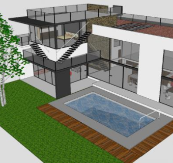 现代漂亮大房子建筑SU模型下载_sketchup草图大师SKP模型