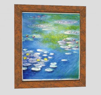 荷塘睡莲油画挂画SU模型下载_sketchup草图大师SKP模型