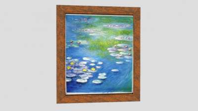 荷塘睡莲油画挂画SU模型下载_sketchup草图大师SKP模型