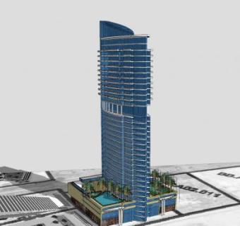 塔玛尼酒店建筑SU模型下载_sketchup草图大师SKP模型